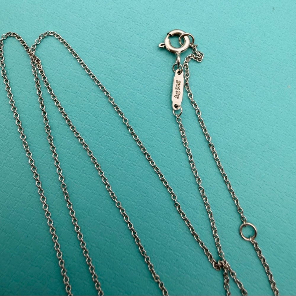 Tiffany & Co. 16-18” Adjustable Blue Enamel Double Rtt Small Hearts Necklace - Picture 6 of 9